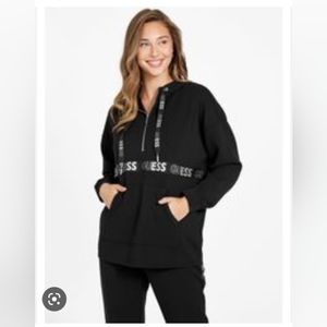 Guess Barkley Logo Tape Hoodie Black NWOT